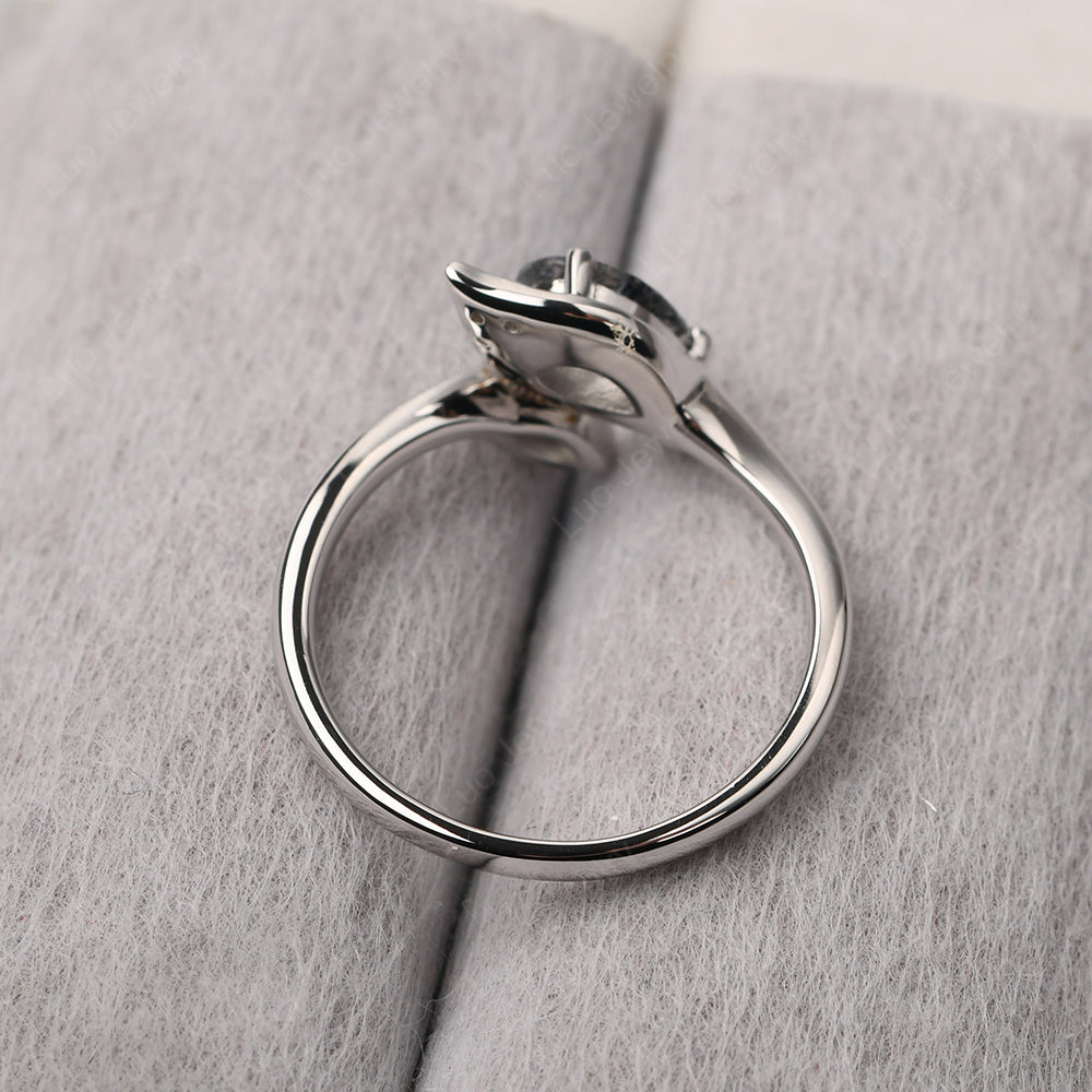 Pear Shaped Rutilated Quartz Leaf Engagement Ring - LUO Jewelry