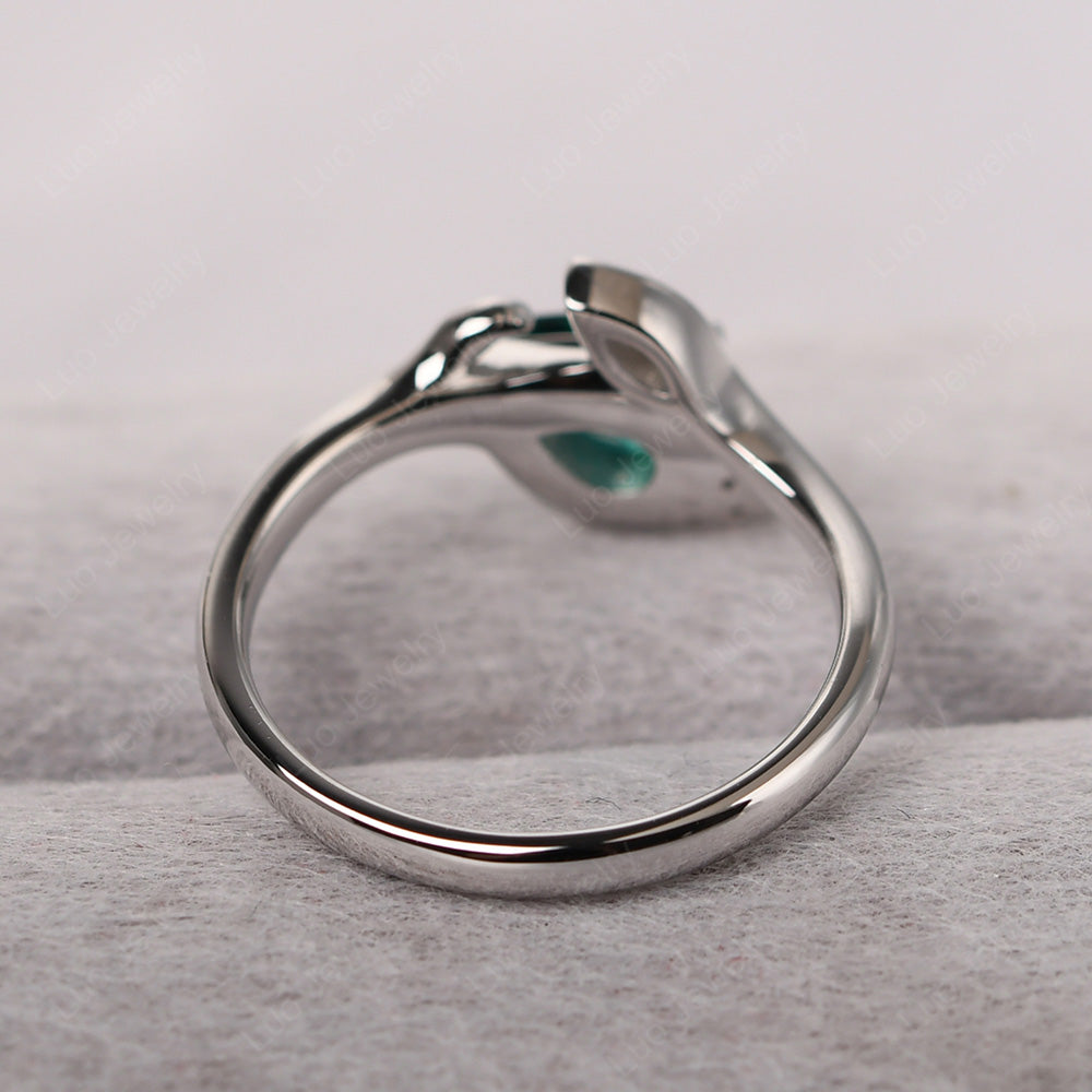 Pear Shaped Emerald Leaf Engagement Ring - LUO Jewelry