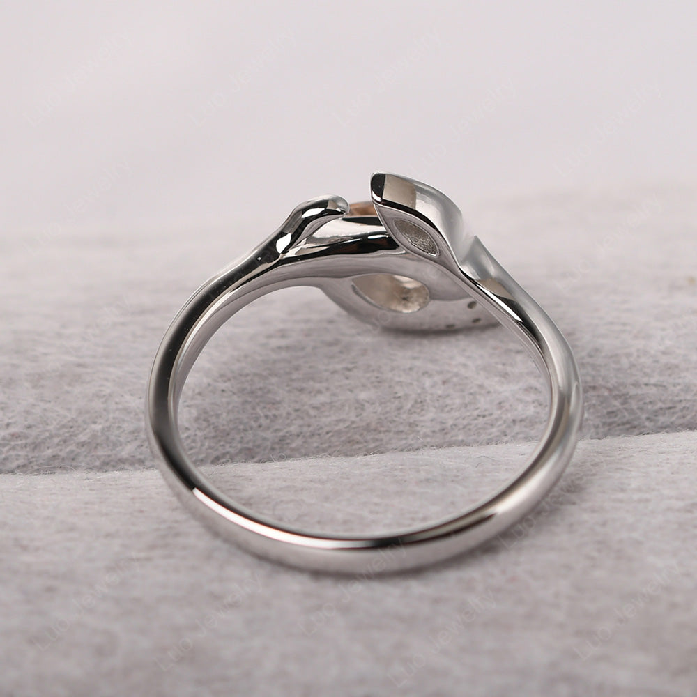 Pear Shaped Morganite Leaf Engagement Ring - LUO Jewelry