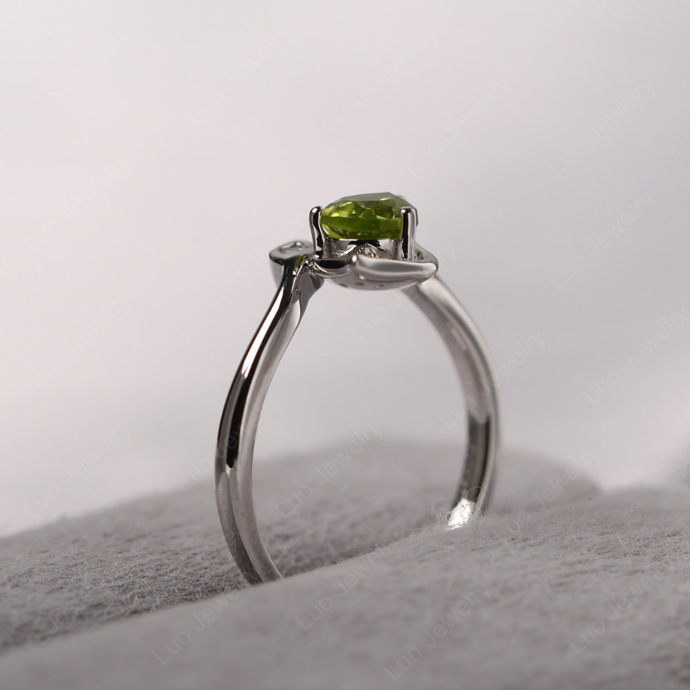 Pear Shaped Peridot Leaf Engagement Ring - LUO Jewelry