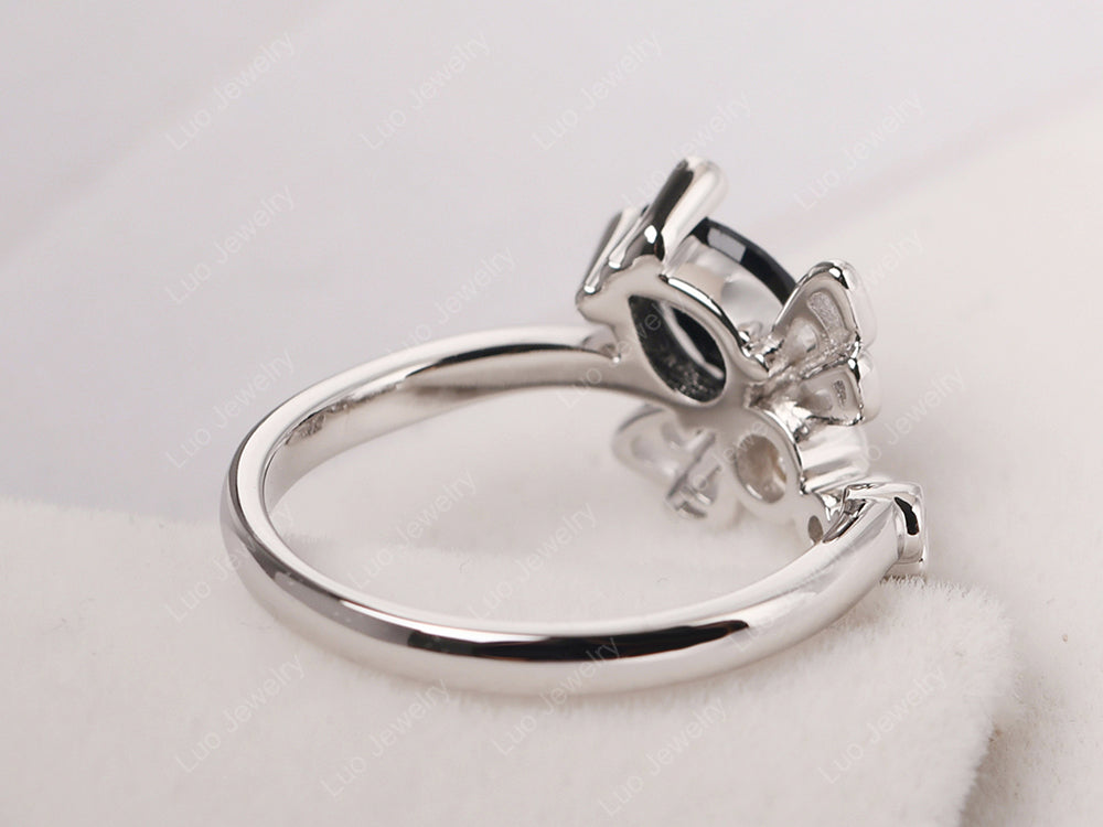 Dragonfly Ring Black Spinel Engagement Ring - LUO Jewelry
