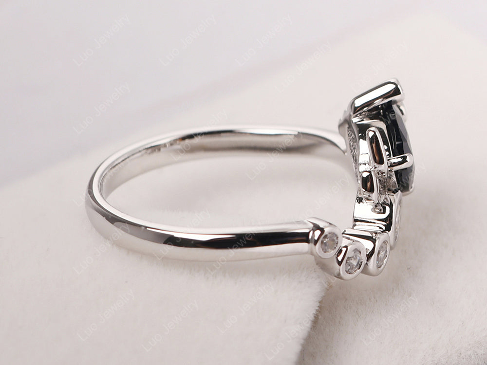 Dragonfly Ring Black Spinel Engagement Ring - LUO Jewelry