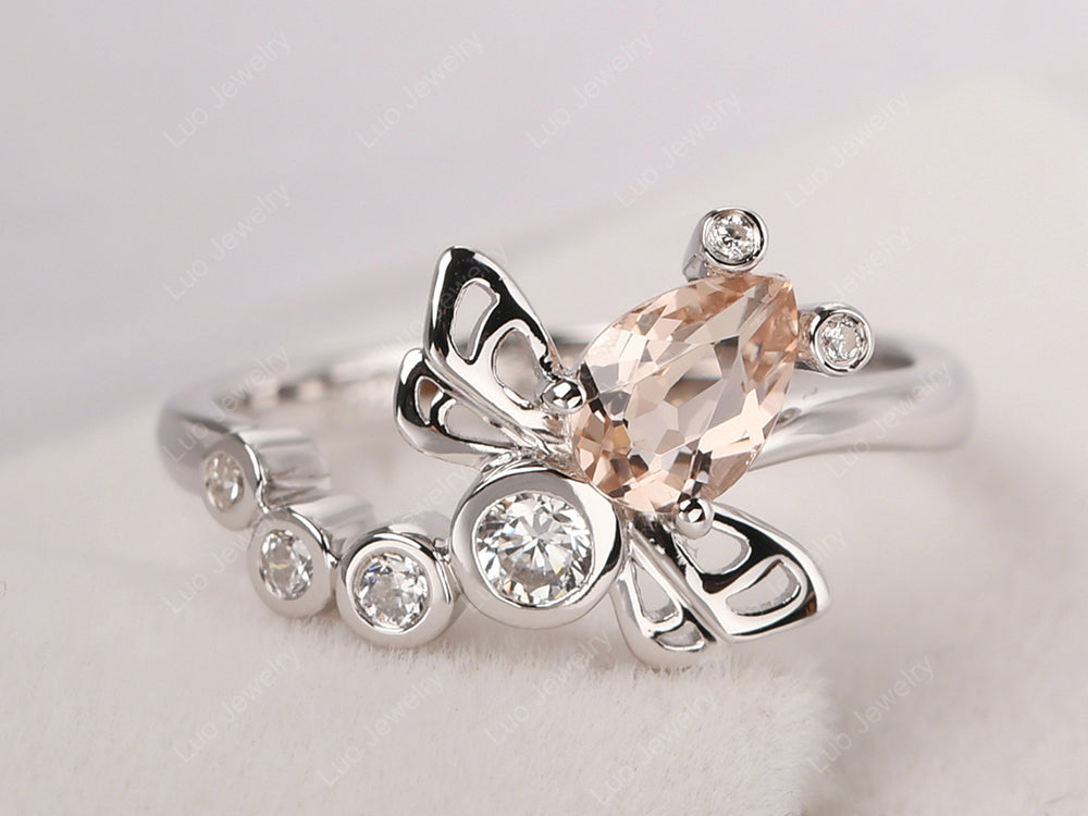 Dragonfly Ring Morganite Engagement Ring - LUO Jewelry