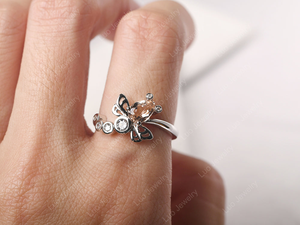 Dragonfly Ring Morganite Engagement Ring - LUO Jewelry