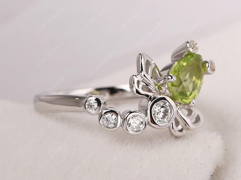 Dragonfly Ring Peridot Engagement Ring - LUO Jewelry