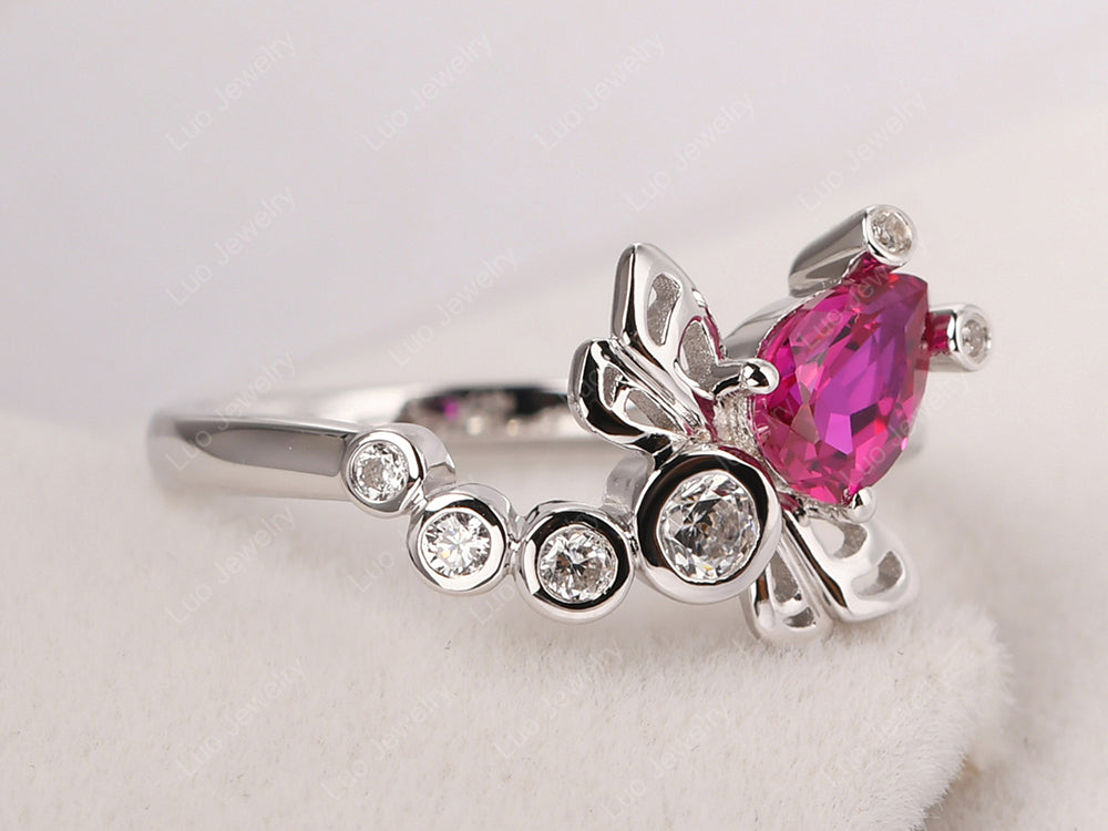 Dragonfly Ring Ruby Engagement Ring - LUO Jewelry