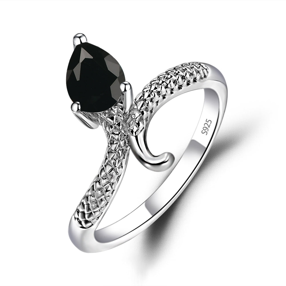 Black Spinel Snake Ring - LUO Jewelry