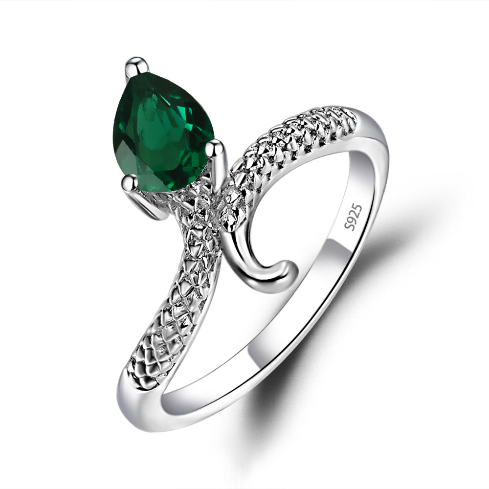 Pear Shaped Emerald Snake Ring LUO