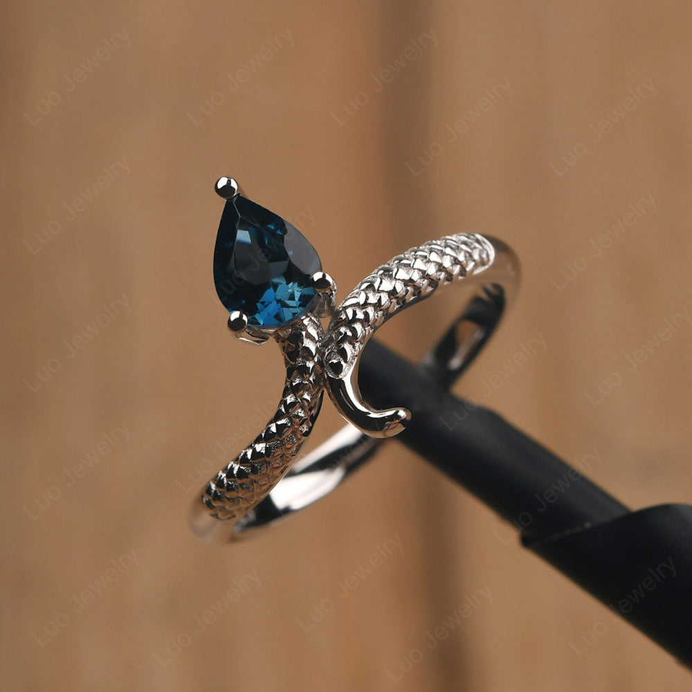London Blue Topaz Snake Ring - LUO Jewelry