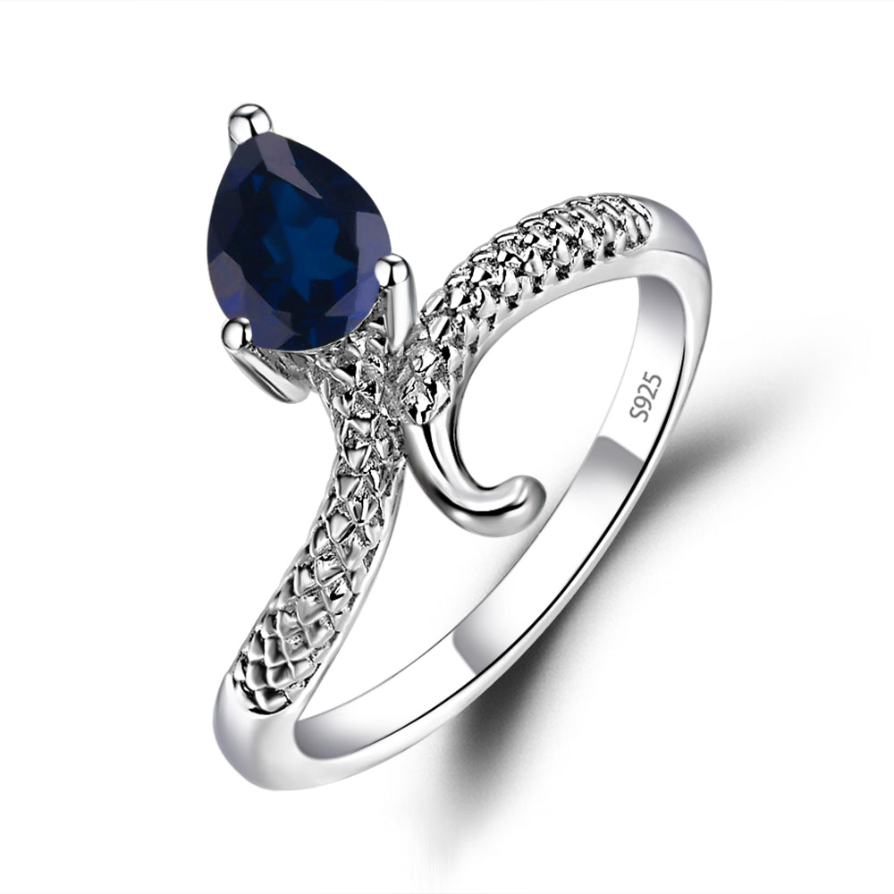 Lab Sapphire Snake Ring - LUO Jewelry