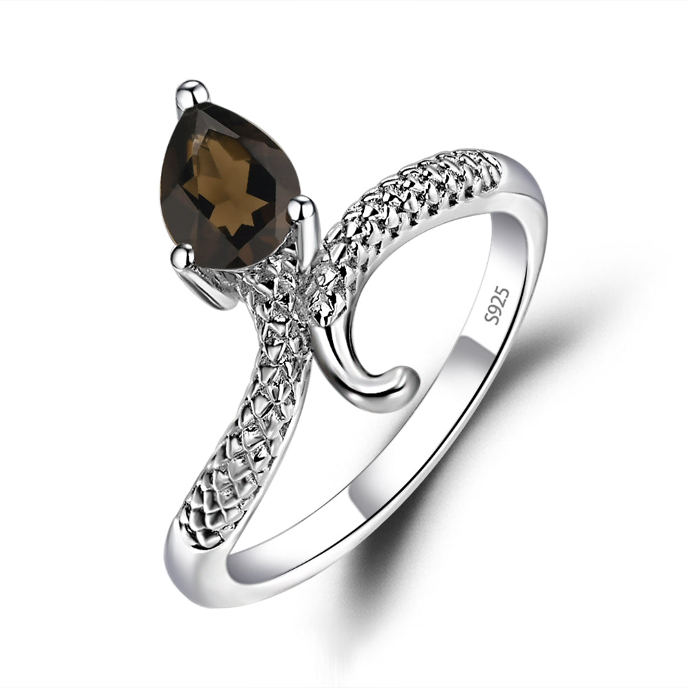 Smoky Quartz  Snake Ring - LUO Jewelry