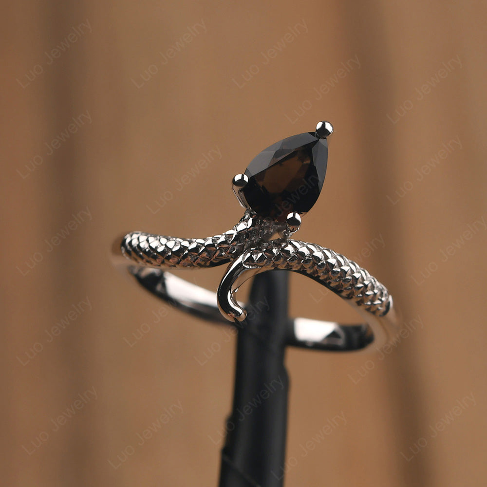 Smoky Quartz  Snake Ring - LUO Jewelry