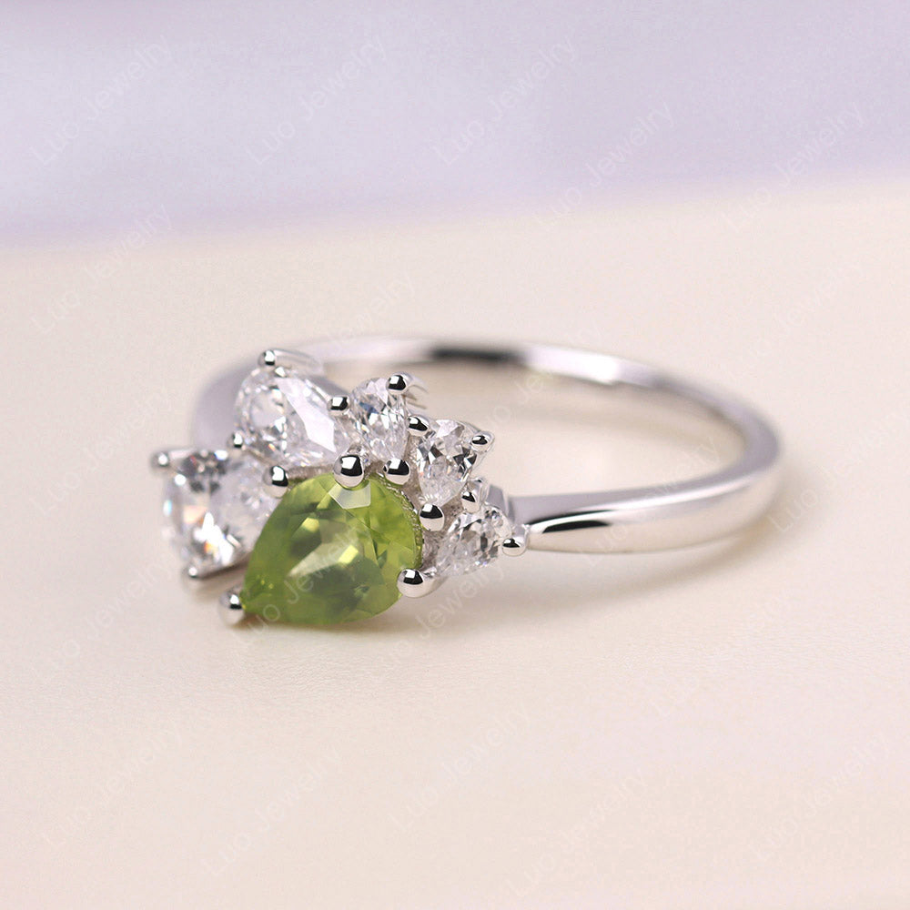 Pear Shaped Cluster Peridot Mothers Ring