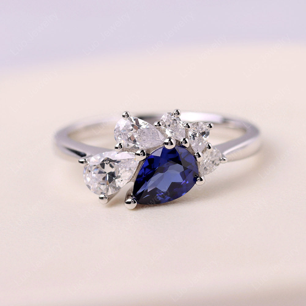 Pear Shaped Cluster Sapphire Mothers Ring
