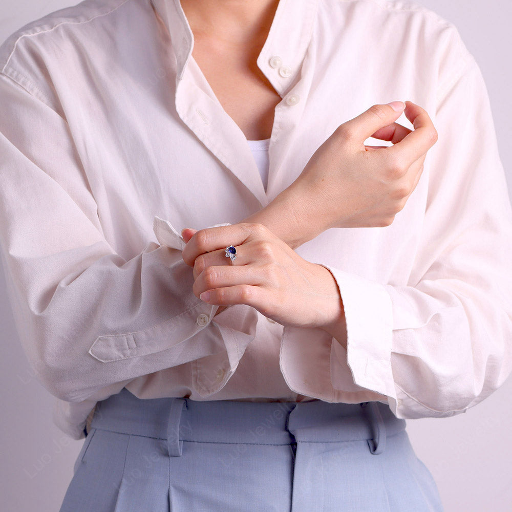 Birnenförmiger Cluster Saphir mütter Ring