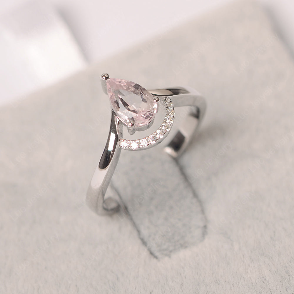 Morganite Teardrop Engagement Ring White Gold - LUO Jewelry