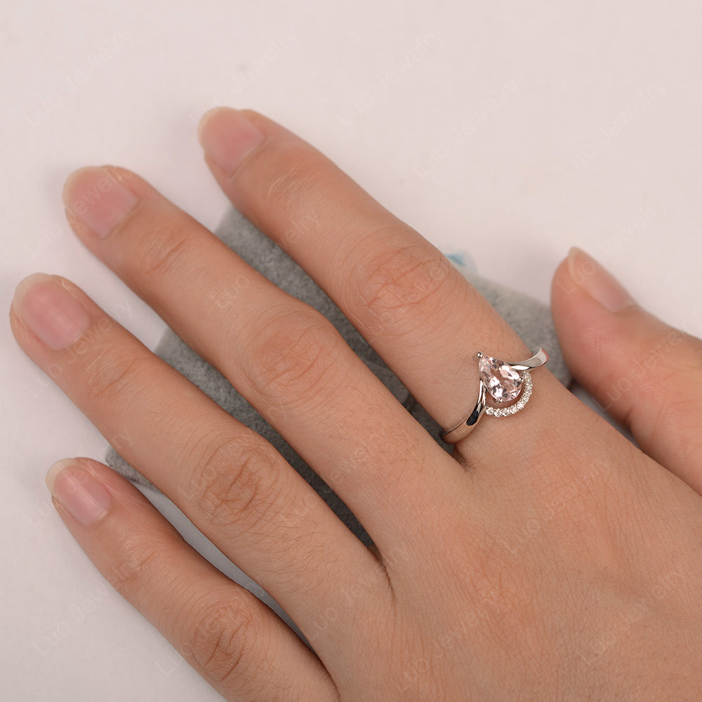 Morganite Teardrop Engagement Ring White Gold - LUO Jewelry