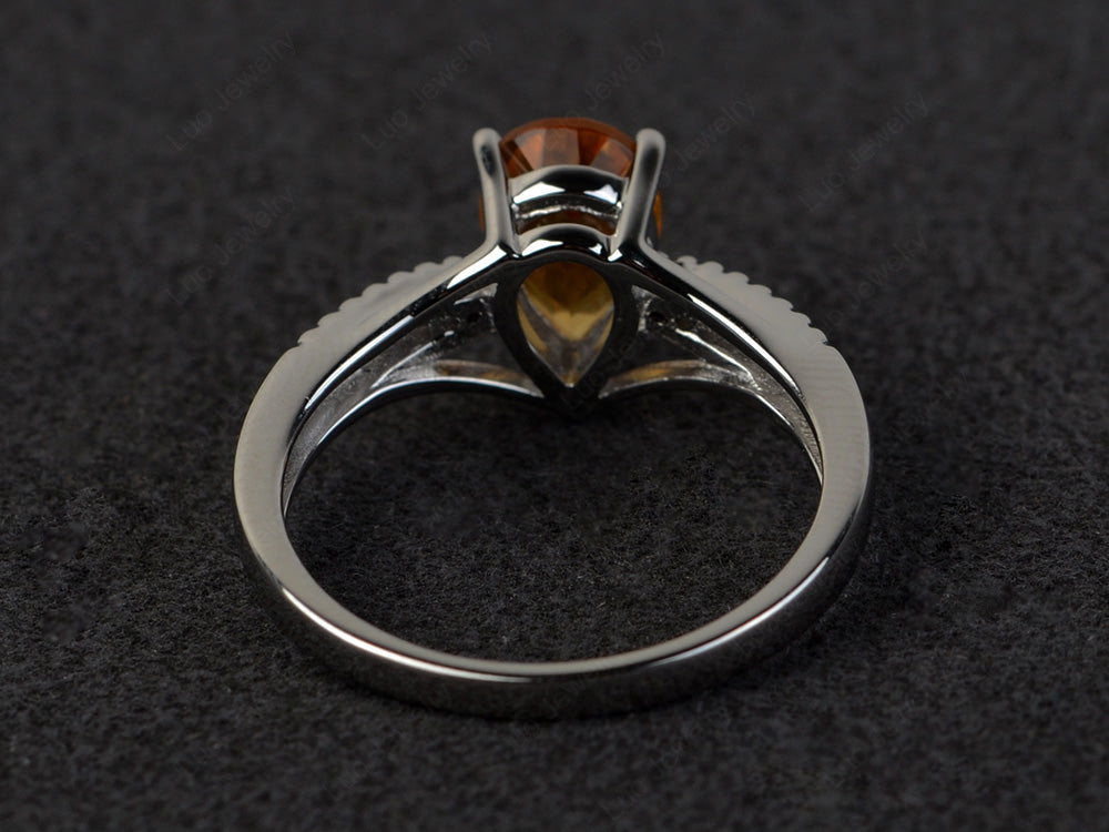Pear Shaped Split Shank Citrine Ring - LUO Jewelry