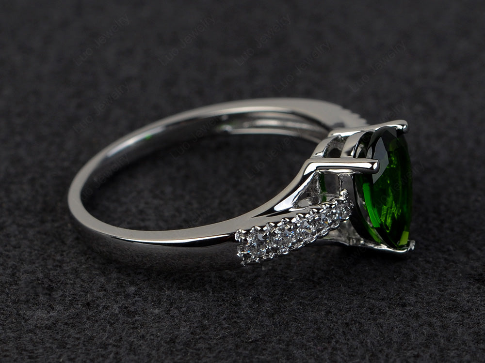 Pear Shaped Split Shank Diopside Ring - LUO Jewelry