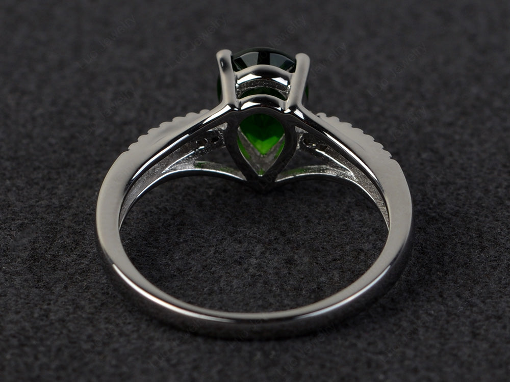 Pear Shaped Split Shank Diopside Ring - LUO Jewelry