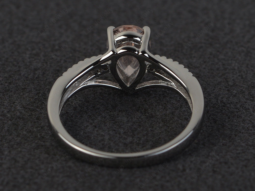 Pear Shaped Split Shank Morganite Ring - LUO Jewelry