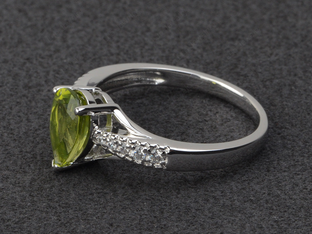 Pear Shaped Split Shank Peridot Ring - LUO Jewelry
