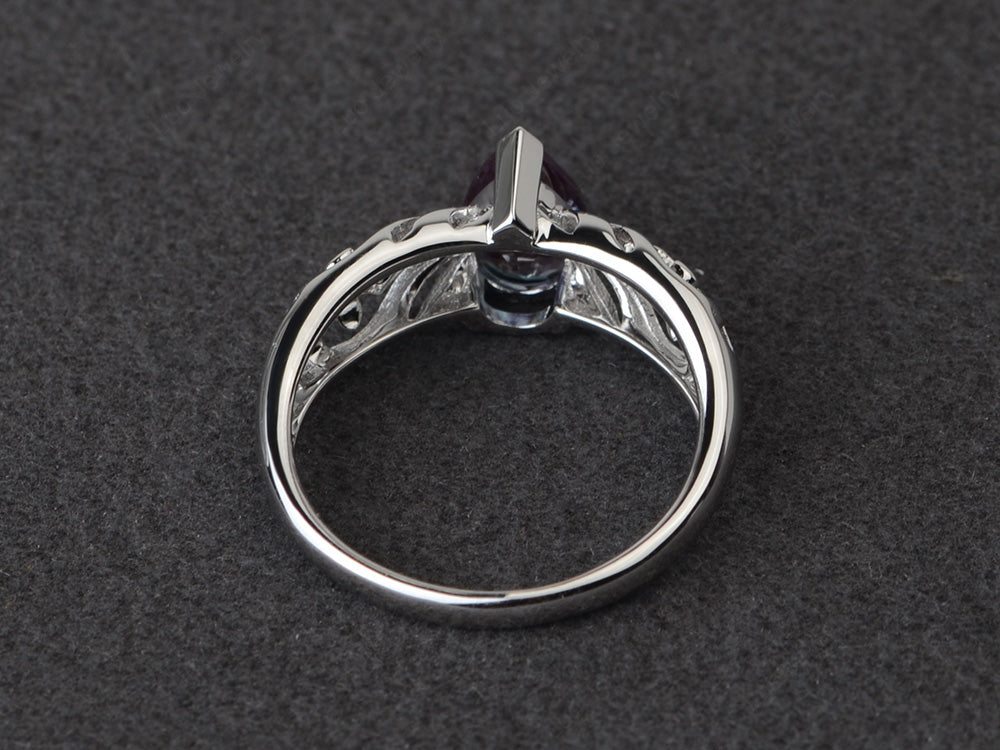 Vintage Alexandrite Solitaire Ring Pear Shaped - LUO Jewelry