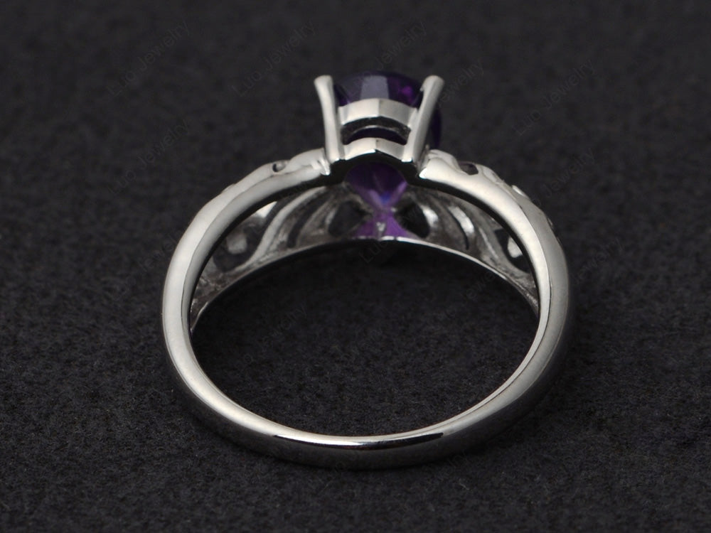 Vintage Amethyst Solitaire Ring Pear Shaped - LUO Jewelry