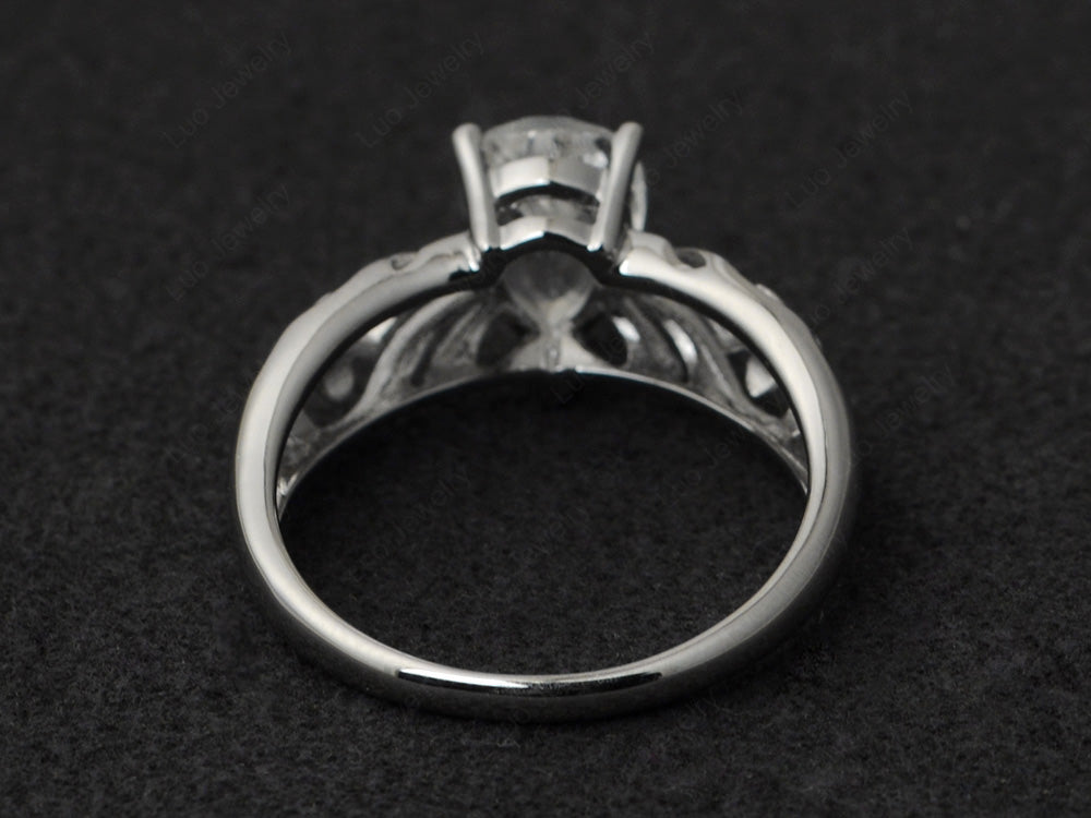 Vintage White Topaz Solitaire Ring Pear Shaped - LUO Jewelry