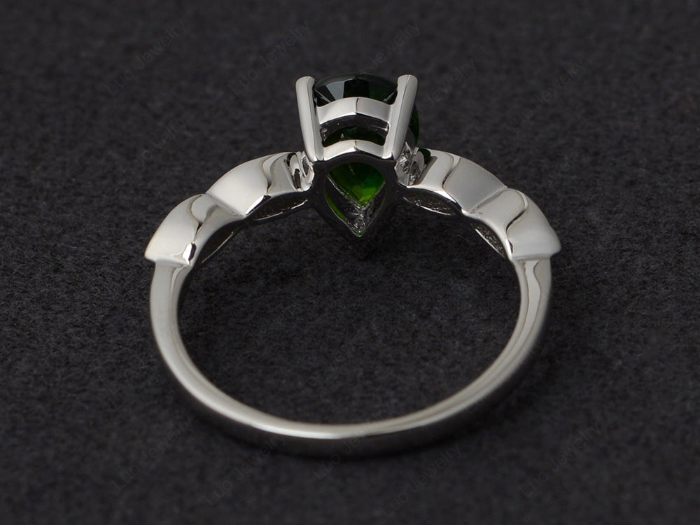 Pear Shaped Diopside Promise Ring For Women - LUO Jewelry