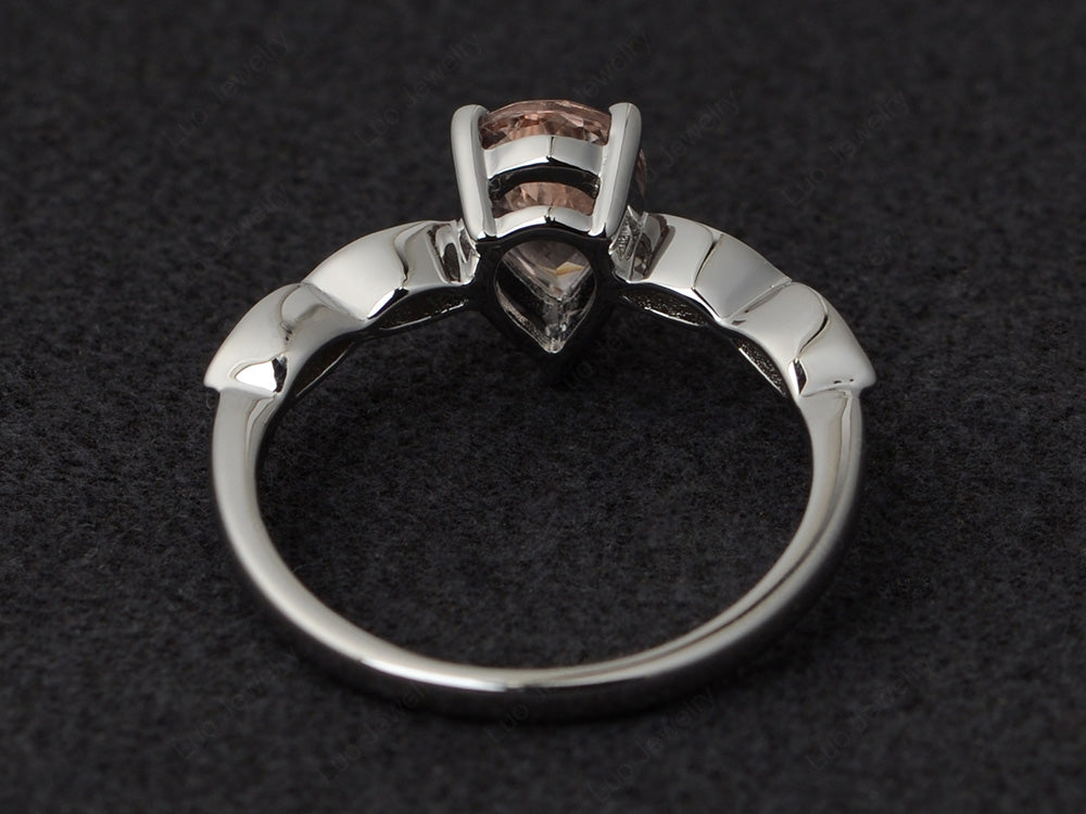 Pear Shaped Morganite Promise Ring For Women - LUO Jewelry