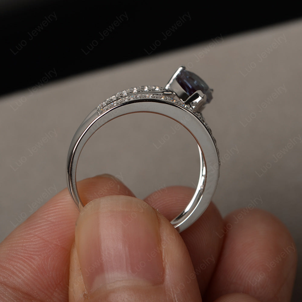Pear Cut Alexandrite Engagement Ring For Women - LUO Jewelry