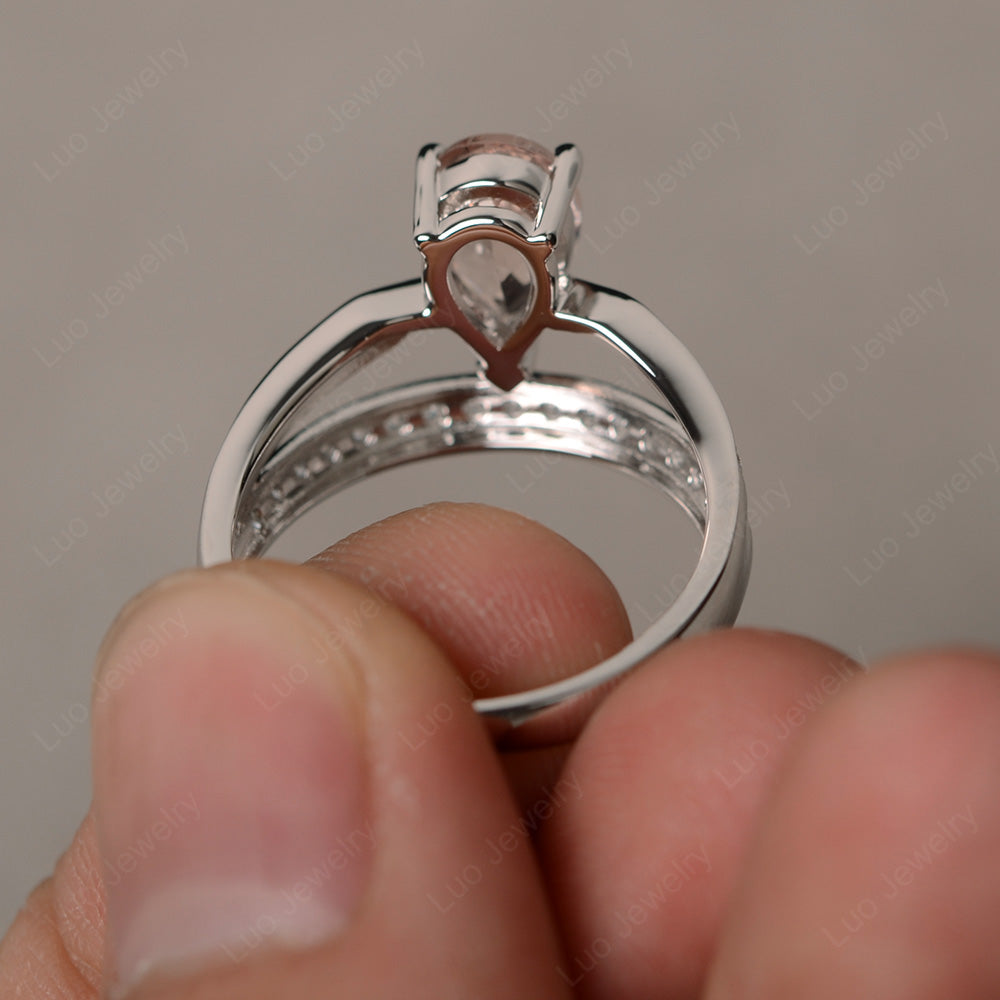 Pear Cut Morganite Engagement Ring For Women - LUO Jewelry