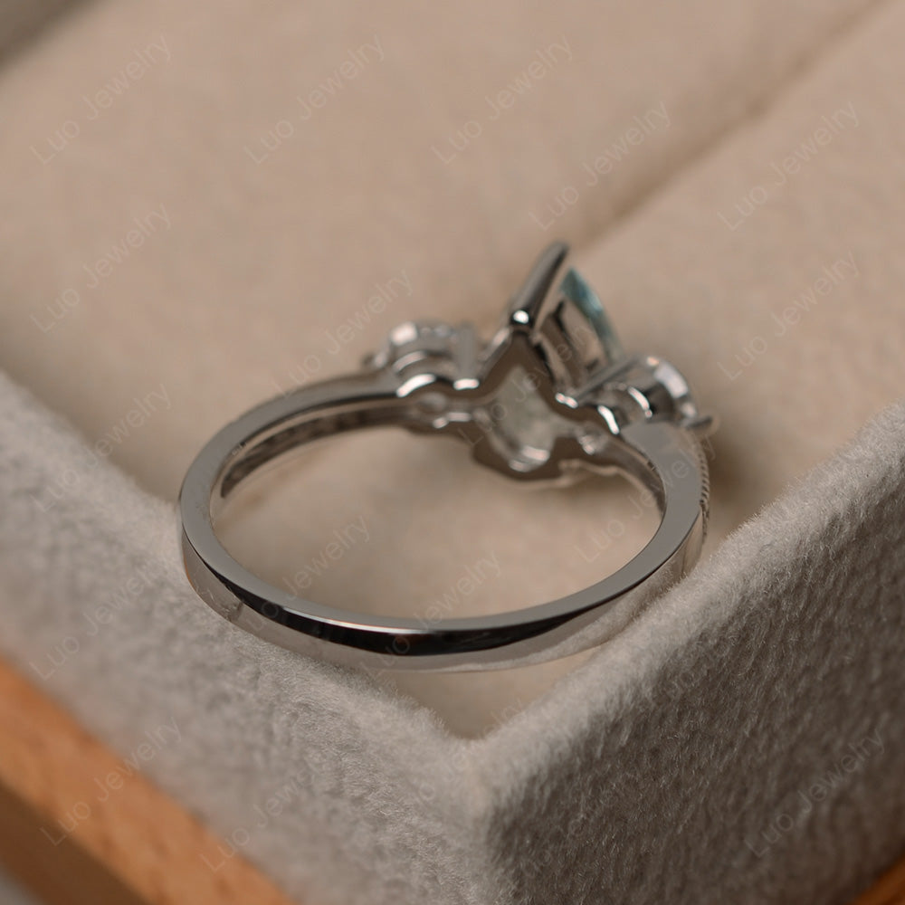 Pear Shaped Aquamarine Engagement Rings - LUO Jewelry