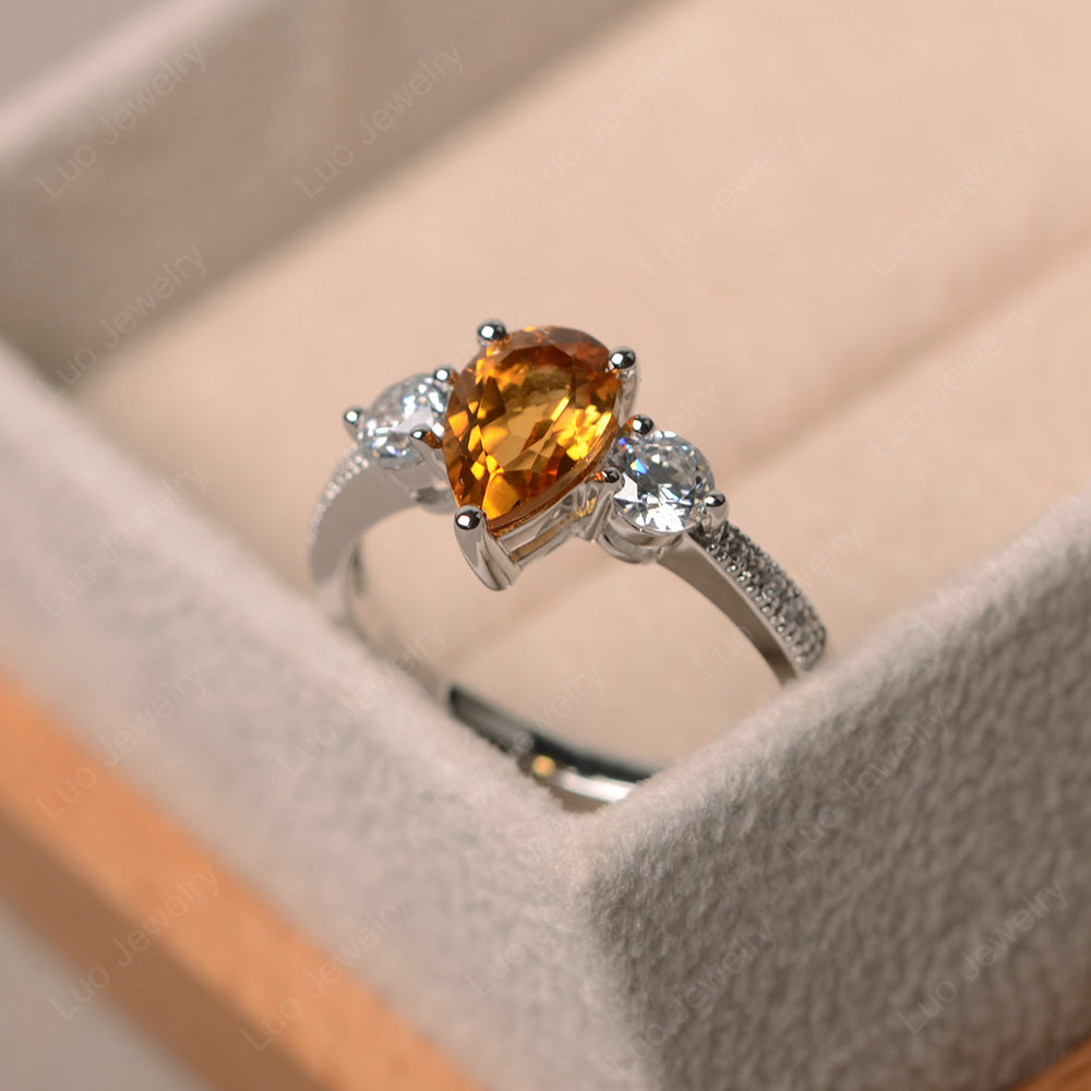 Pear Shaped Citrine Engagement Rings - LUO Jewelry