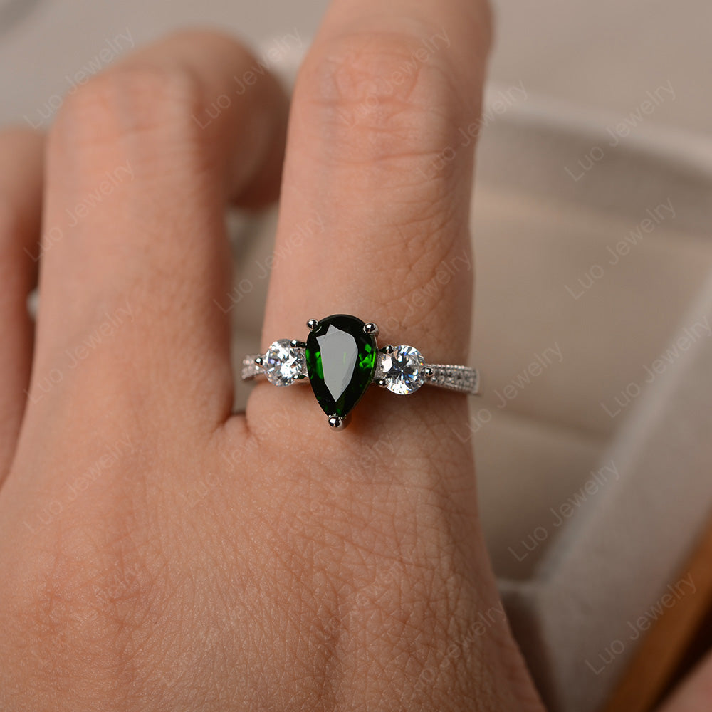 Pear Shaped Diopside Engagement Rings - LUO Jewelry