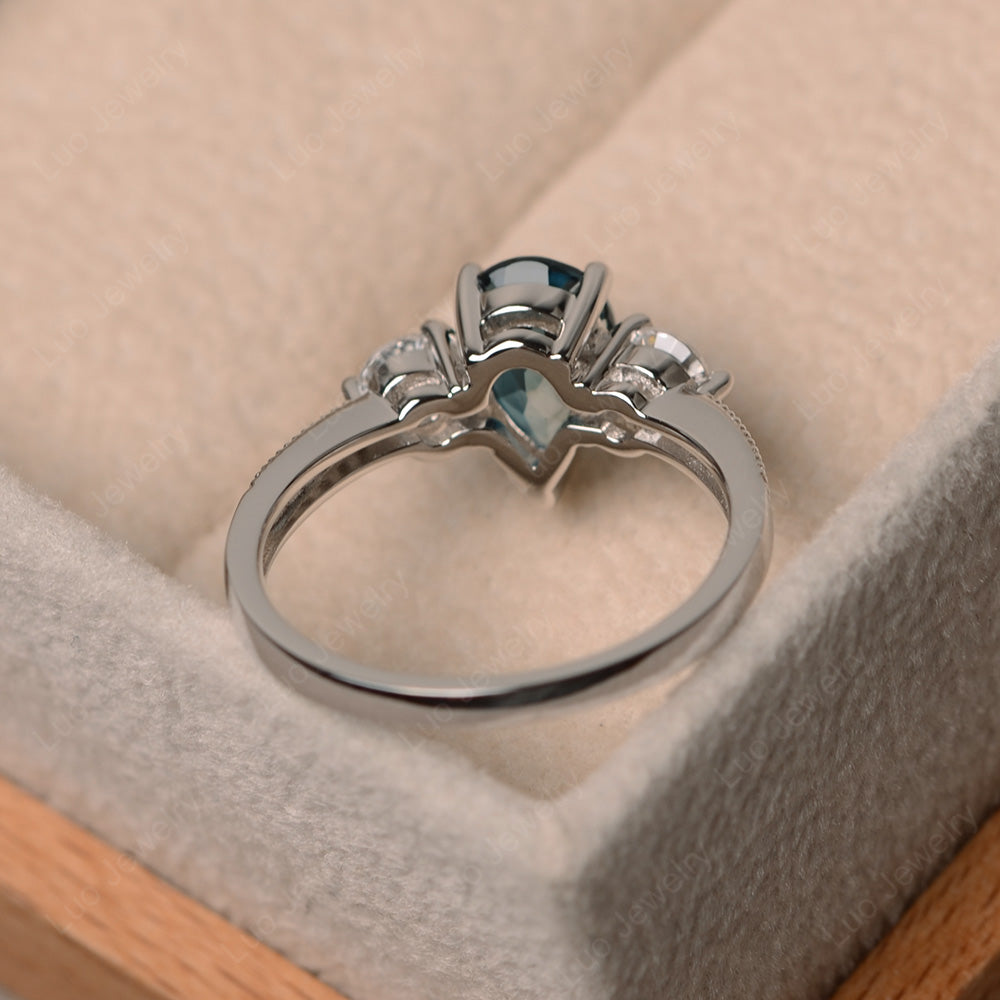 Pear Shaped London Blue Topaz Engagement Rings - LUO Jewelry