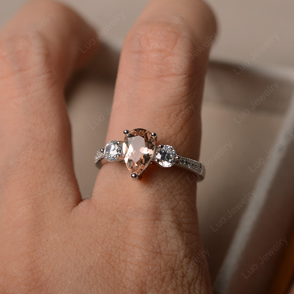 Pear Shaped Morganite Engagement Rings - LUO Jewelry