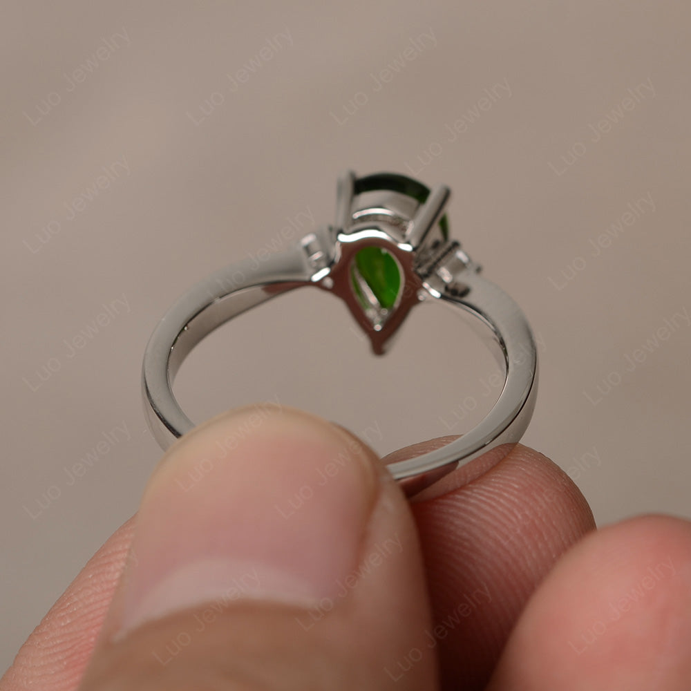 Simple Pear Shaped Diopside Wedding Ring - LUO Jewelry