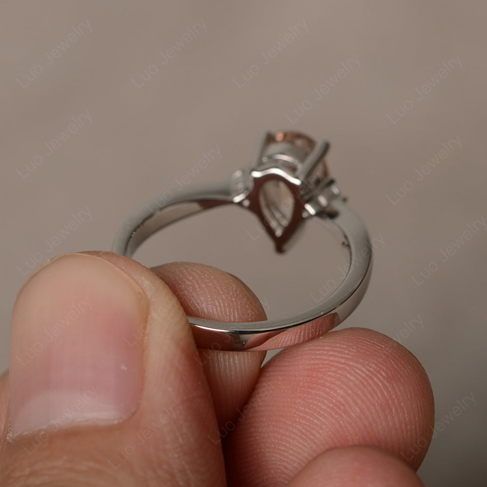 Simple Pear Shaped Morganite Wedding Ring - LUO Jewelry