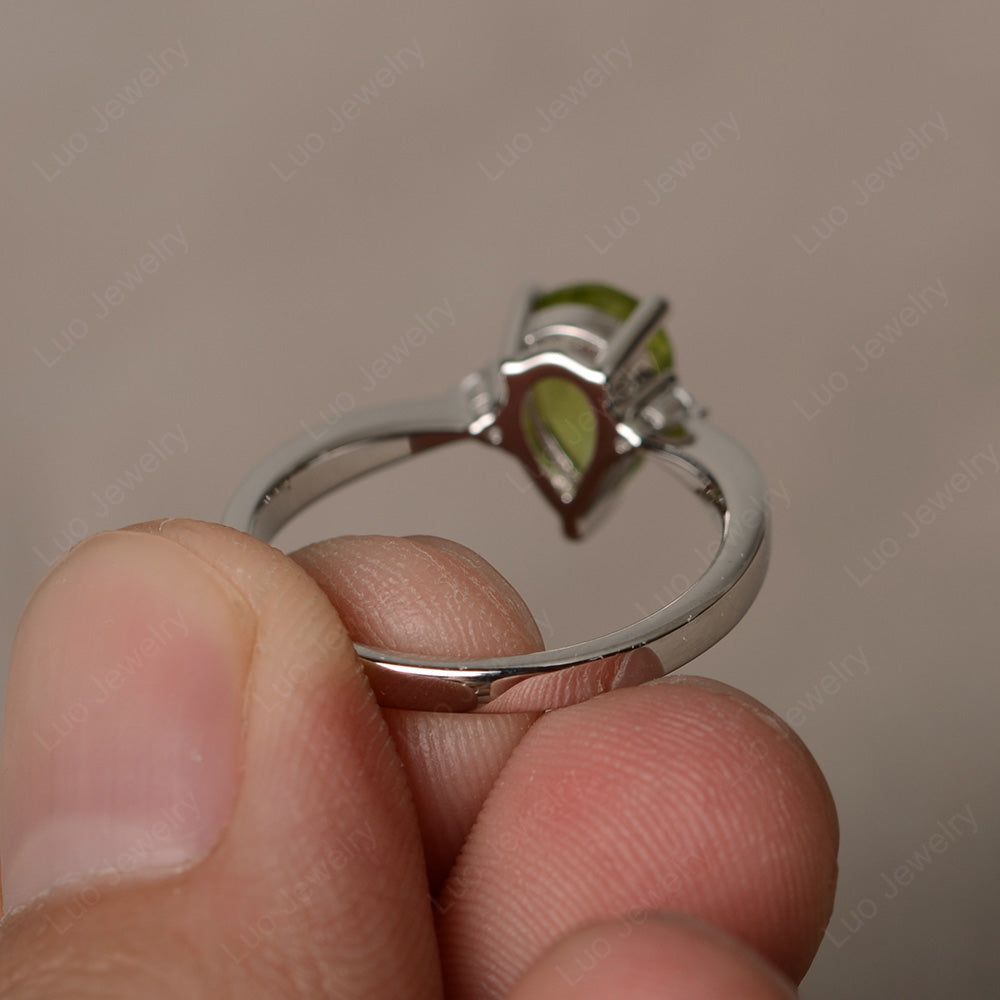 Simple Pear Shaped Peridot Wedding Ring - LUO Jewelry