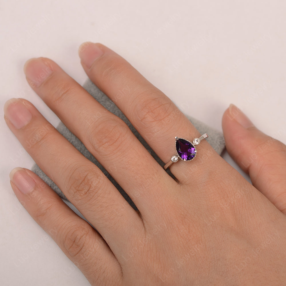 Vintage Pear Shaped Amethyst Ring - LUO Jewelry
