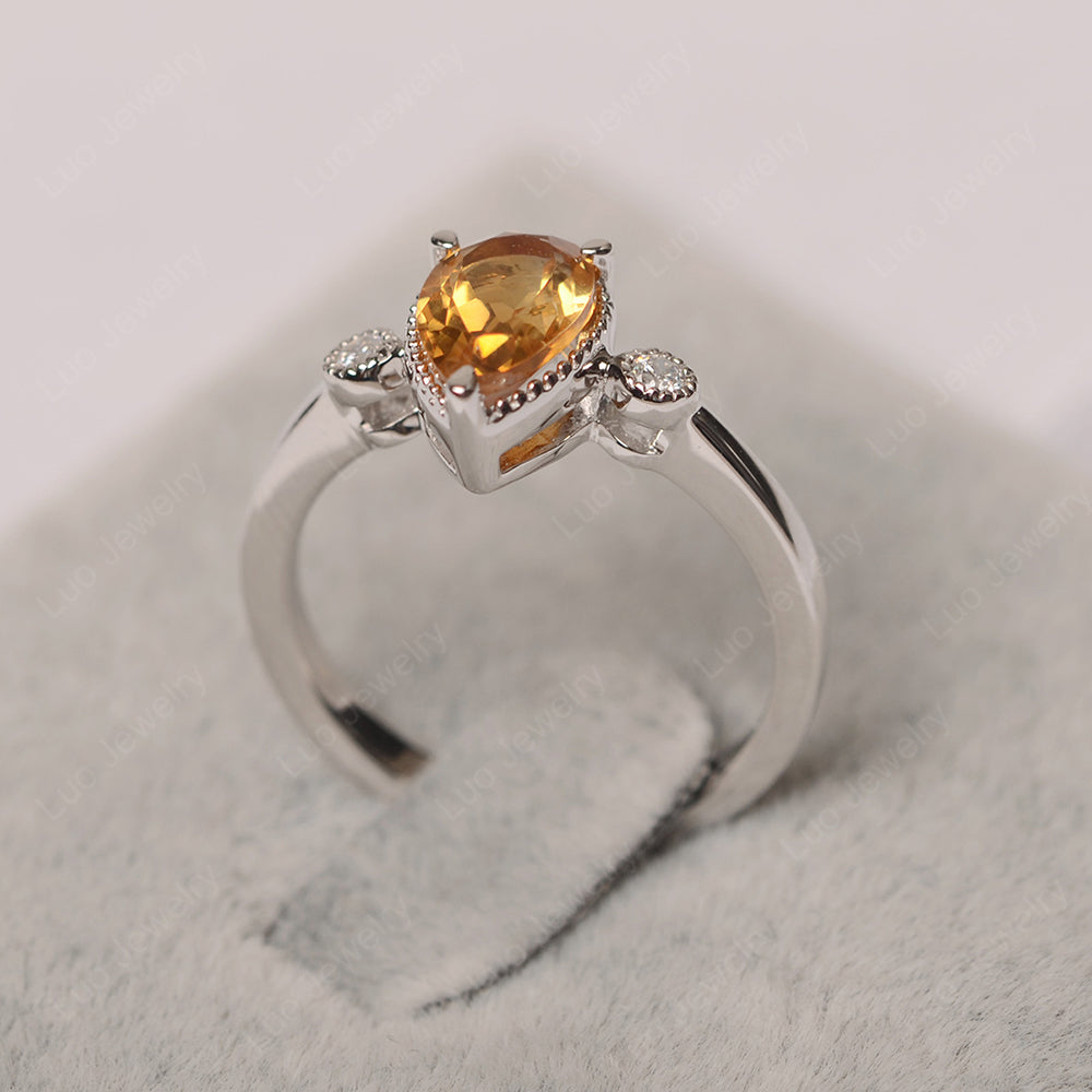 Vintage Pear Shaped Citrine Ring - LUO Jewelry