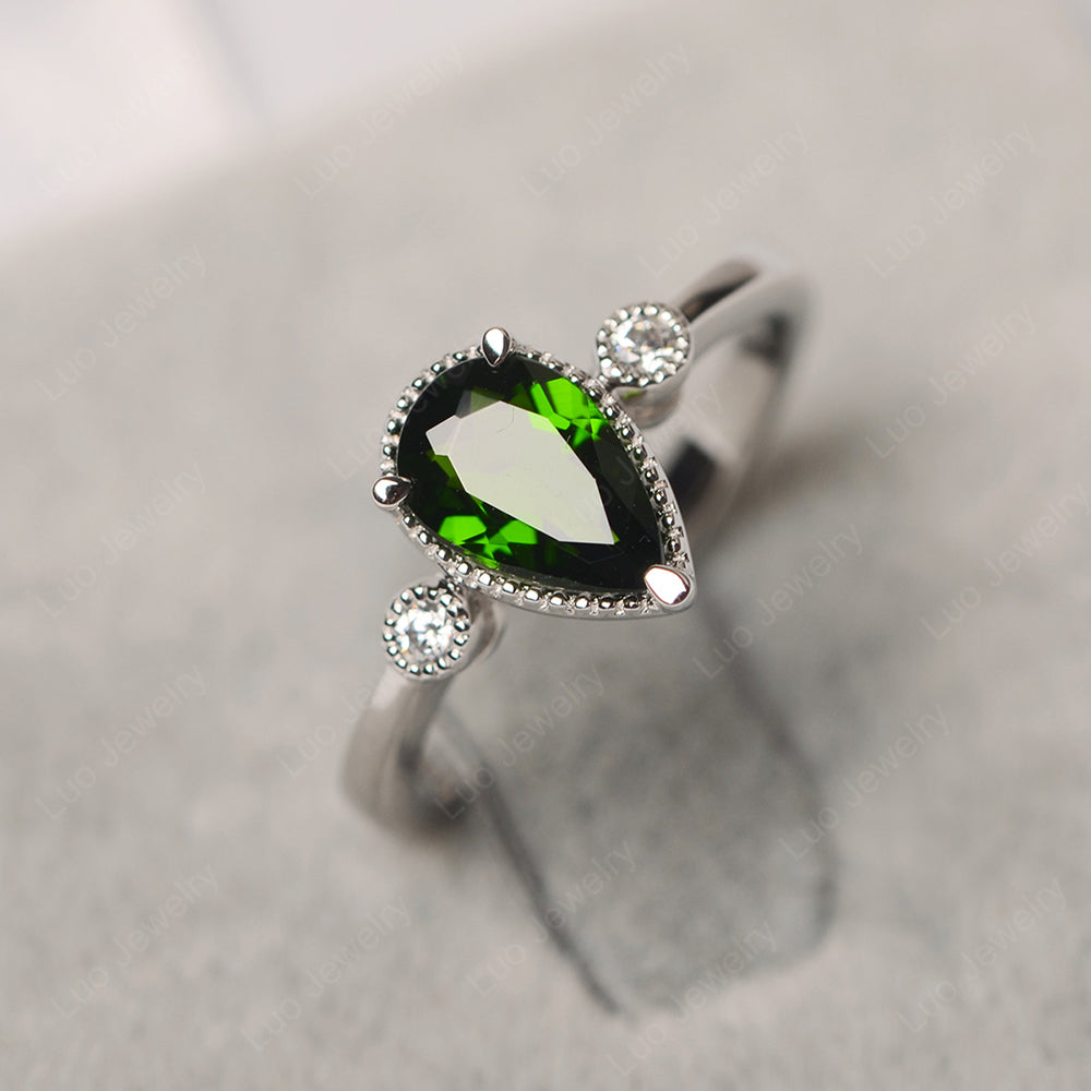 Vintage Pear Shaped Diopside Ring - LUO Jewelry
