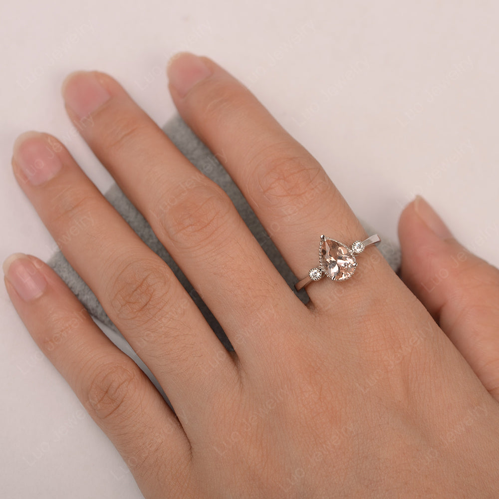 Vintage Pear Shaped Morganite Ring - LUO Jewelry