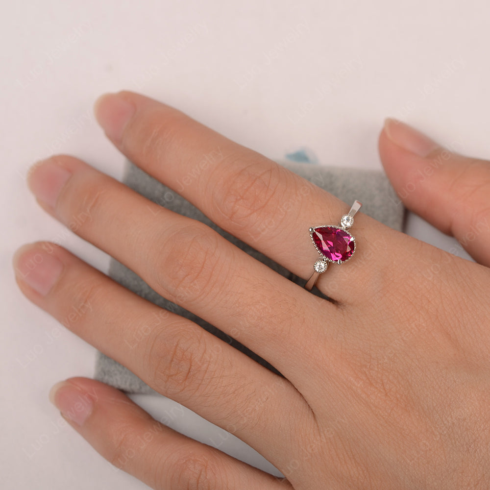 Vintage Pear Shaped Ruby Ring - LUO Jewelry