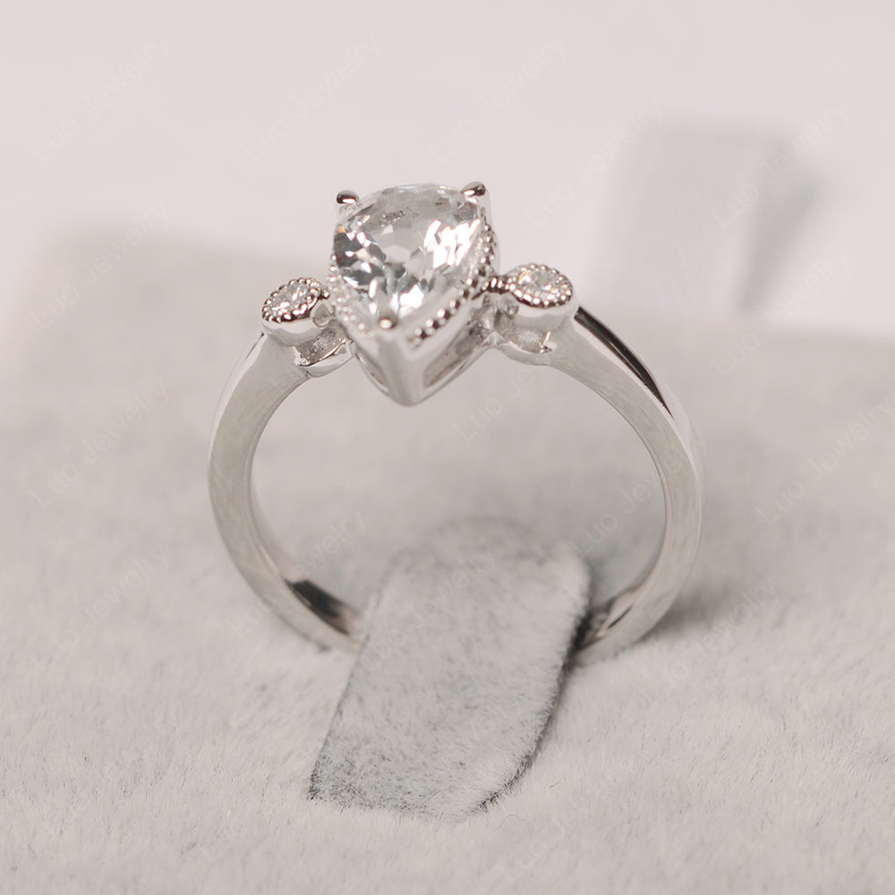 Vintage Pear Shaped White Topaz Ring - LUO Jewelry