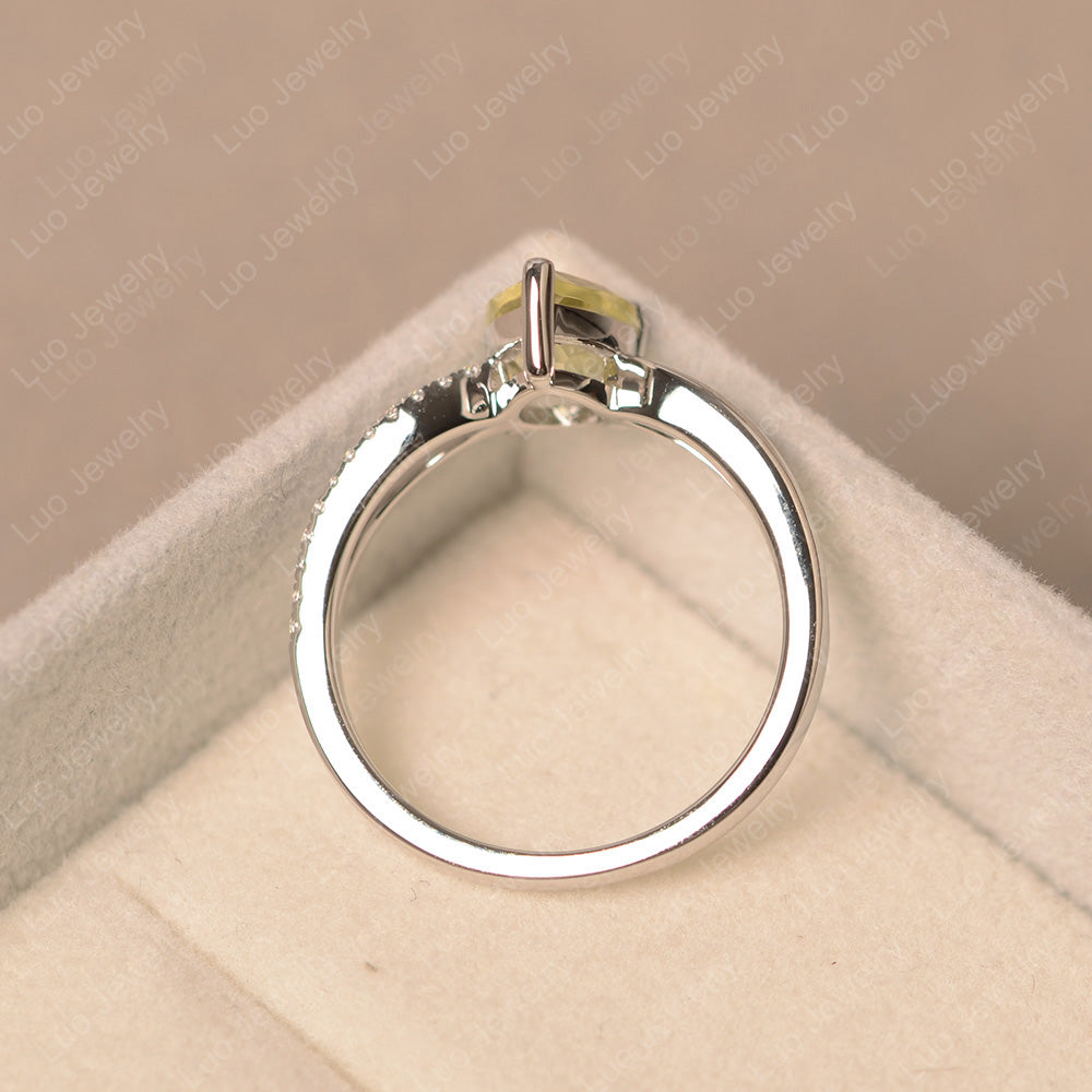 Pear Shaped Lemon Quartz Ring Split Shank - LUO Jewelry