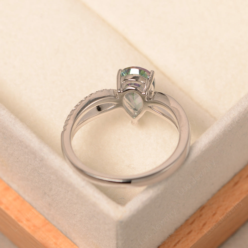 Pear Shaped Mystic Topaz Ring Split Shank - LUO Jewelry