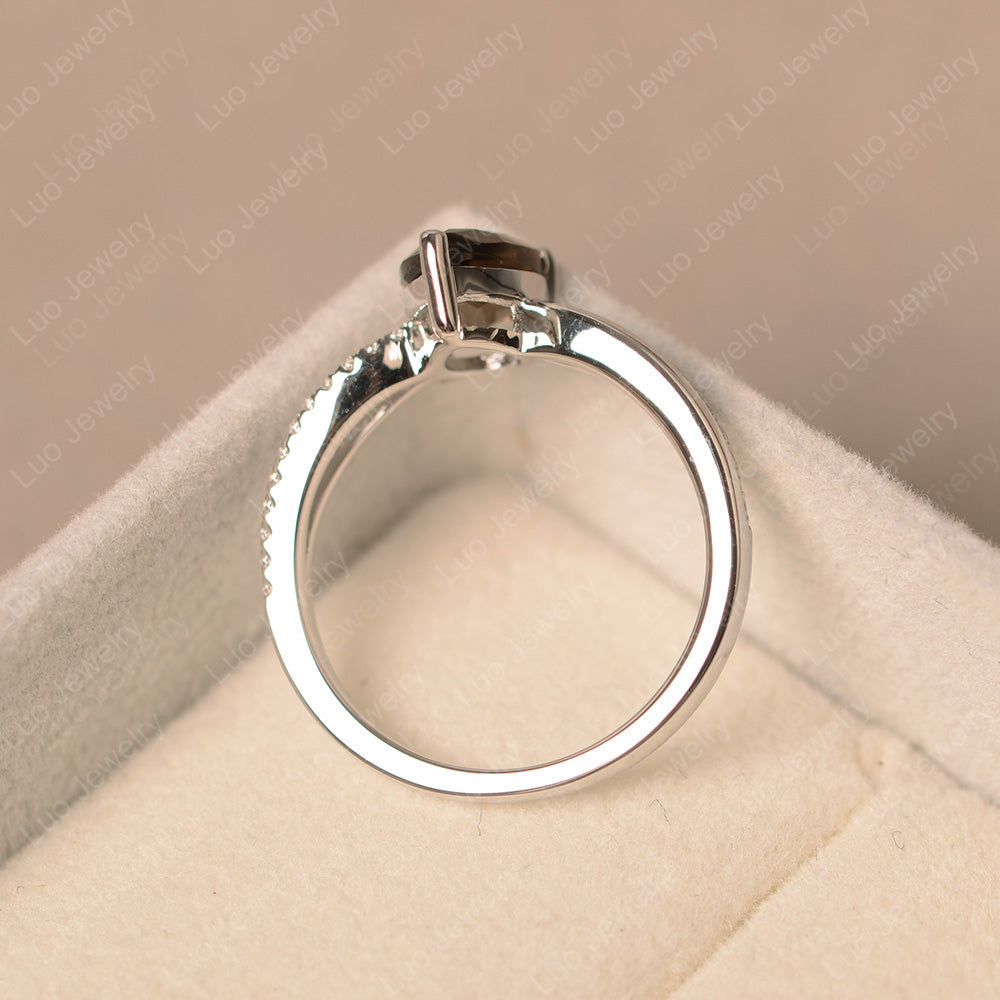 Pear Shaped Smoky Quartz Ring Split Shank - LUO Jewelry